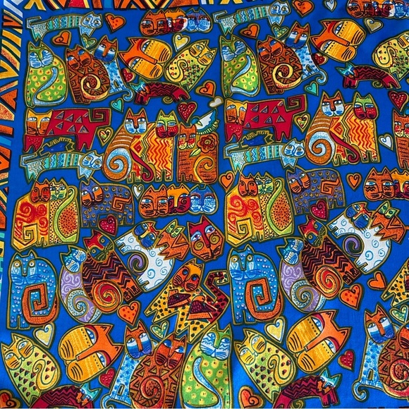 100% Silk Cat Print Scarf - Picture 3 of 5